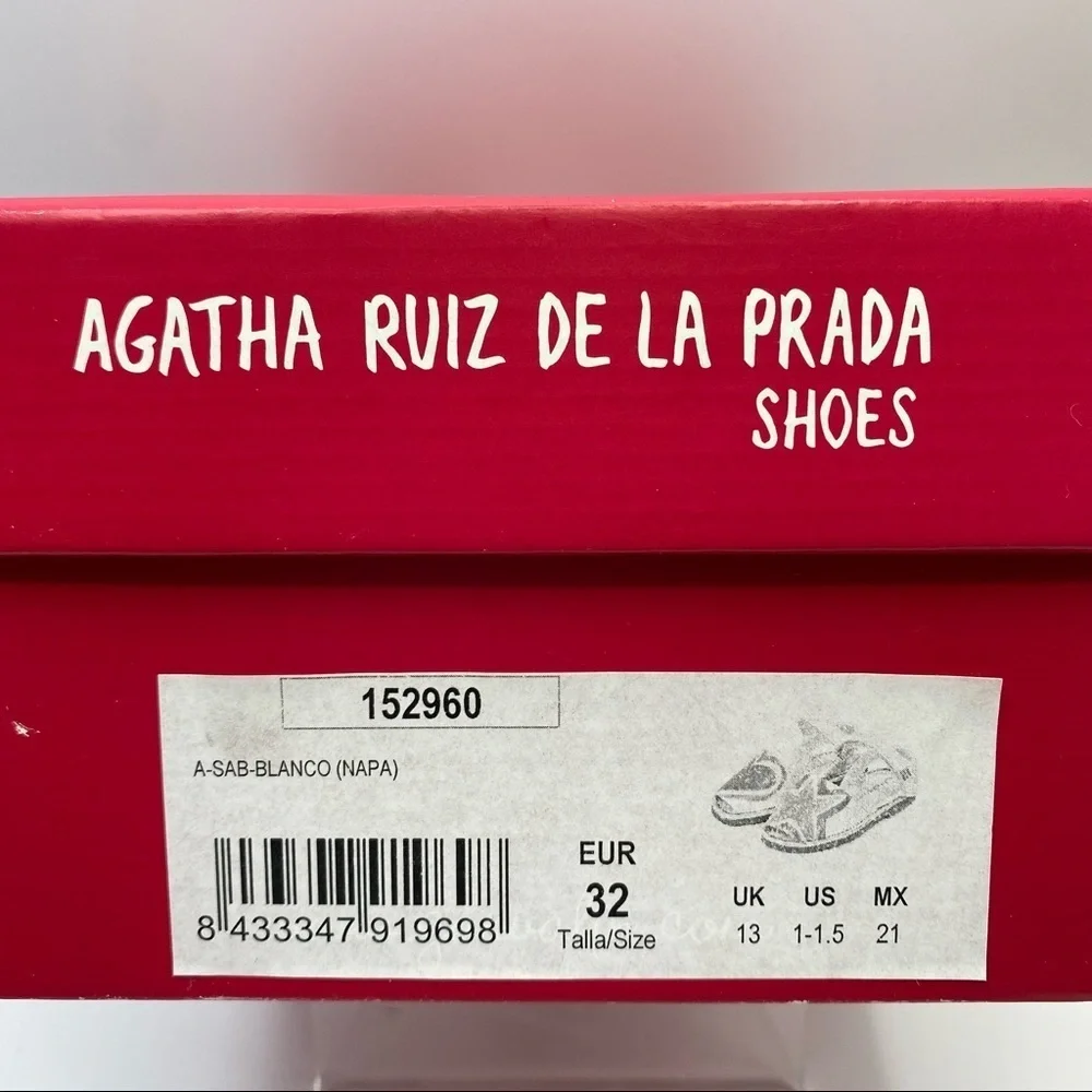 Agatha Ruiz De La Prada White Kids Sandals with Pink, Green & Blue Accents
